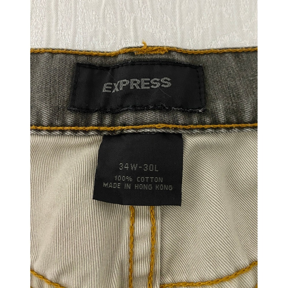 Vintage Express Cargo Pants 34x30 Faded Olive Green Wide Leg Utility Y2K Grunge - Picture 4 of 8